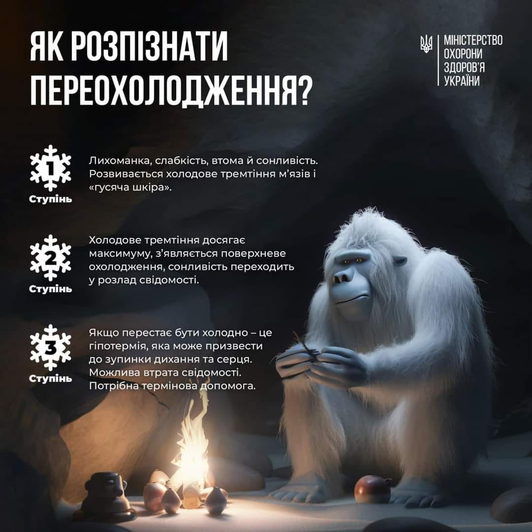 Плакат із зображенням горили та людини, які сидять біля багаття, створюючи захоплюючу сцену.