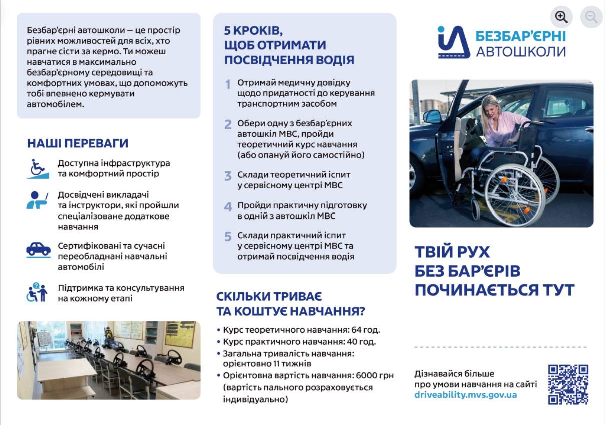 плакат про проєкт «Безбар’єрні автошколи»