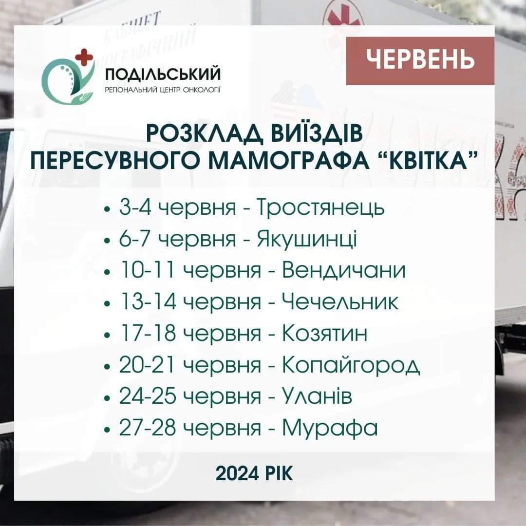 Графік пересувного мамографа "Квітка".