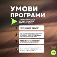 Інфографіка «Умови програми гуманітарного розмінування земель»